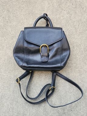 Fossil Black Leather Mini Backpack